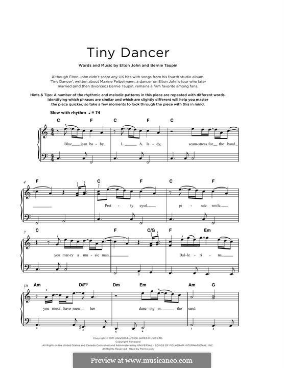 Tiny Dancer: For piano by Elton John