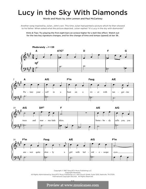 Lucy in the Sky with Diamonds (The Beatles): For piano by John Lennon, Paul McCartney