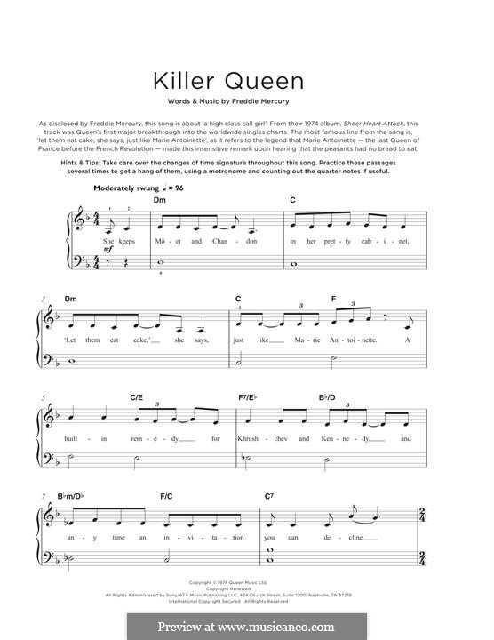 Killer Queen (Queen): For easy piano by Freddie Mercury