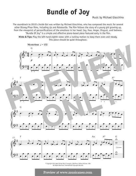 bundle of joy inside out piano sheet music easy