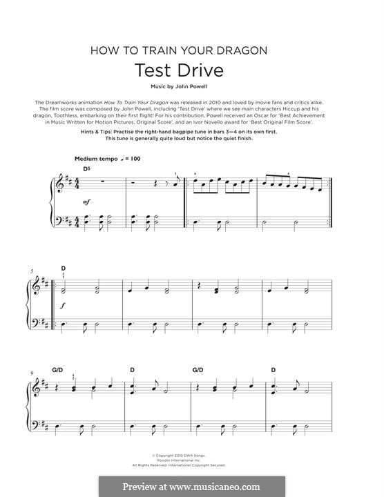 Test Drive (from 'How to Train Your Dragon'): For piano by John Powell
