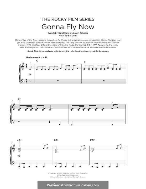 Gonna Fly Now: For piano by Bill Conti, Carol Connors