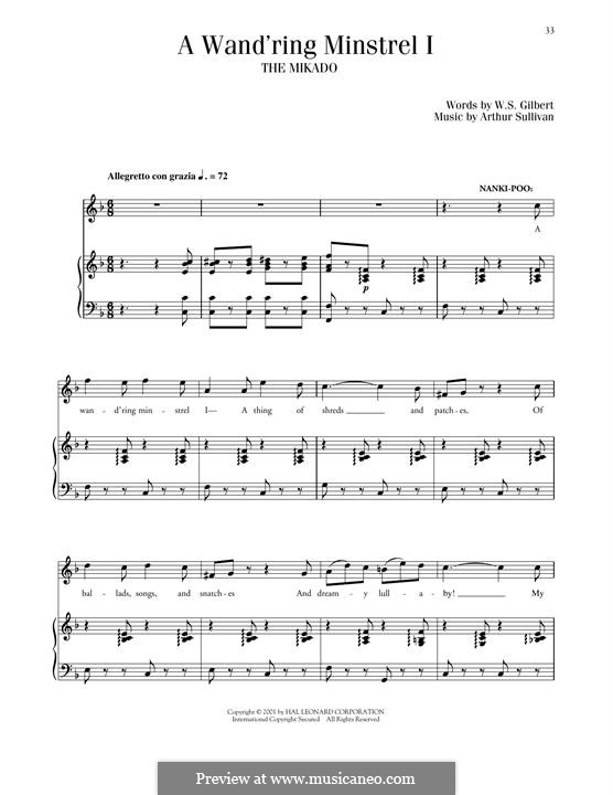 A wand'ring minstrel I: For voice and piano by Arthur Seymour Sullivan
