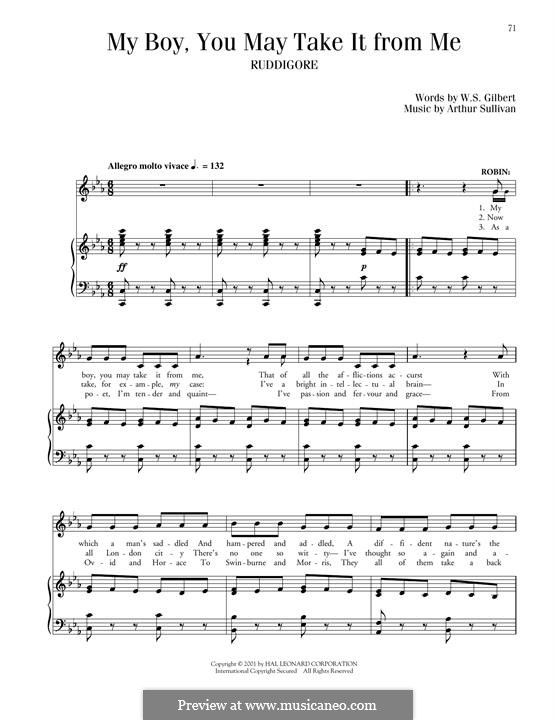 Ruddigore, or The Witch's Curse: My Boy, You May Take It From Me by Arthur Seymour Sullivan