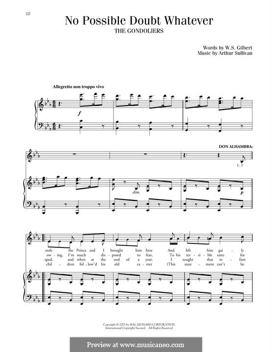 The Gondoliers: No Possible Doubt Whatever by Arthur Seymour Sullivan