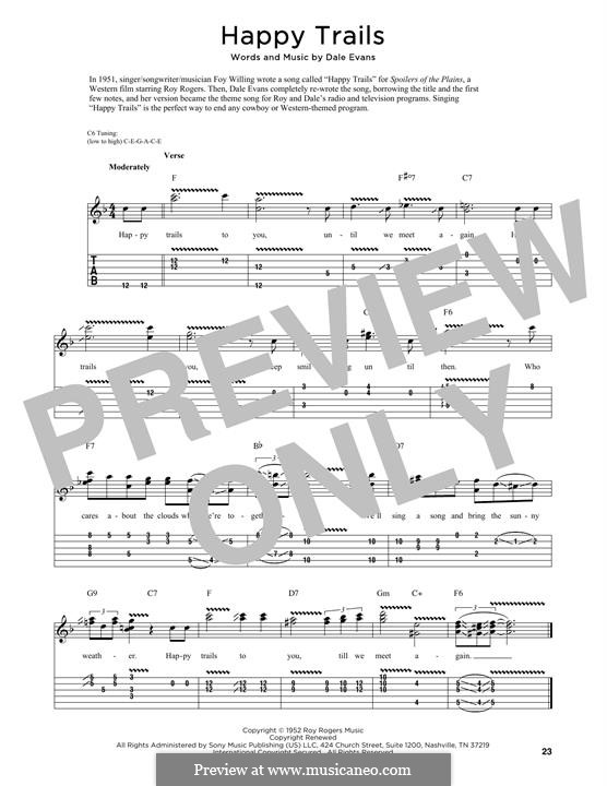 Happy Trails (from The Roy Rogers Show): For guitar by Dale Evans