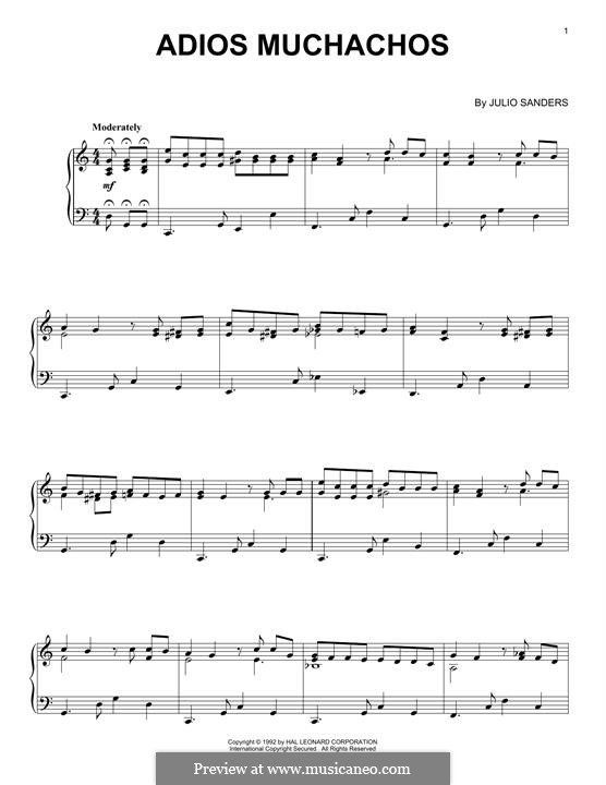 Adios Muchachos: For easy piano by Julio Cesar Sanders