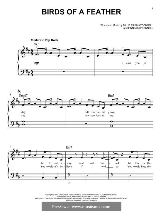 Birds of a Feather (Billie Eilish): For piano by Finneas O'Connell
