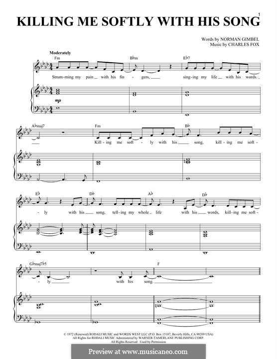 Killing Me Softly with His Song: For voice and piano by Charles Fox
