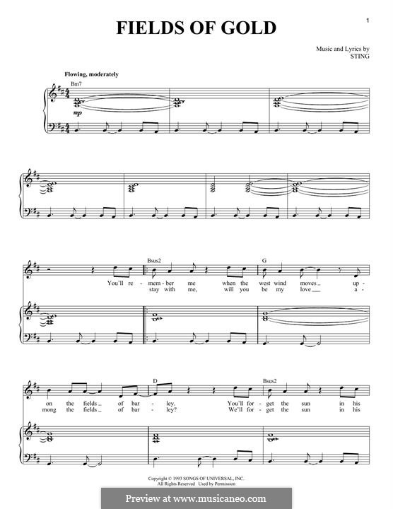 Fields of Gold: For voice and piano by Sting