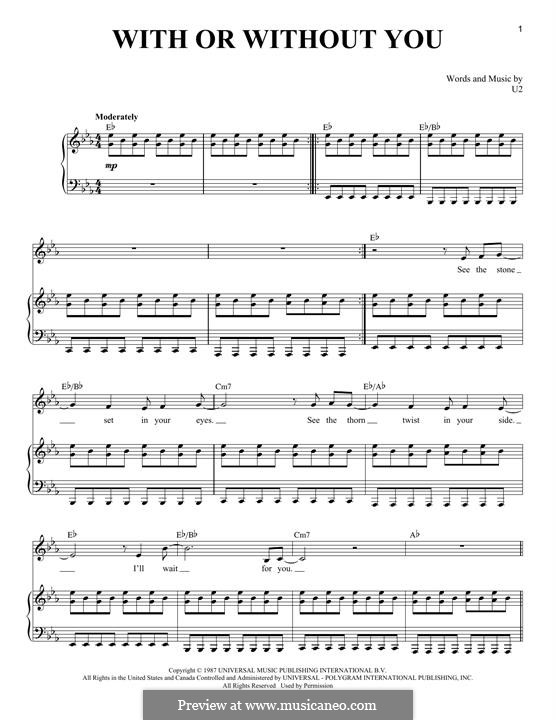 With or without You: For voice and piano by U2