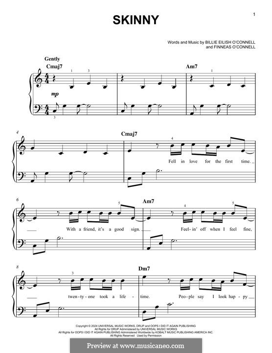 Skinny (Billie Eilish): For piano by Finneas O'Connell