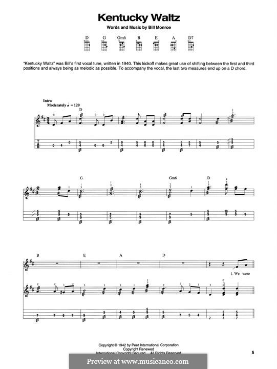 Kentucky Waltz: For mandolin by Bill Monroe