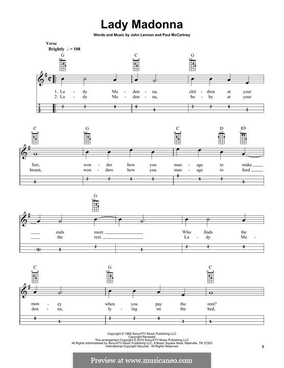 Lady Madonna (The Beatles): For mandolin by John Lennon, Paul McCartney