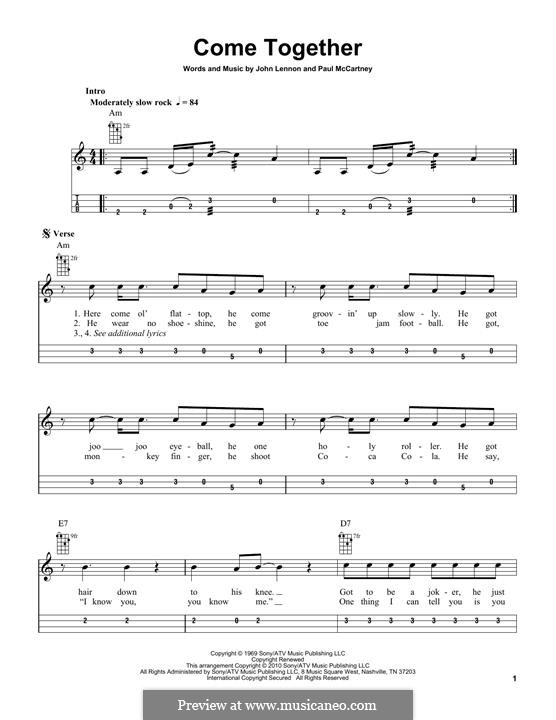 Come Together (The Beatles) instrumental version: For mandolin by John Lennon, Paul McCartney