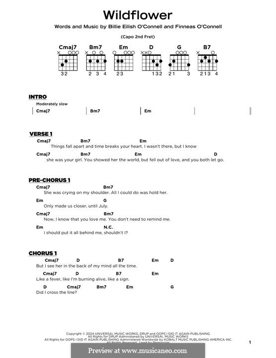 Wildflower (Billie Eilish) by F. O'Connell sheet music on MusicaNeo