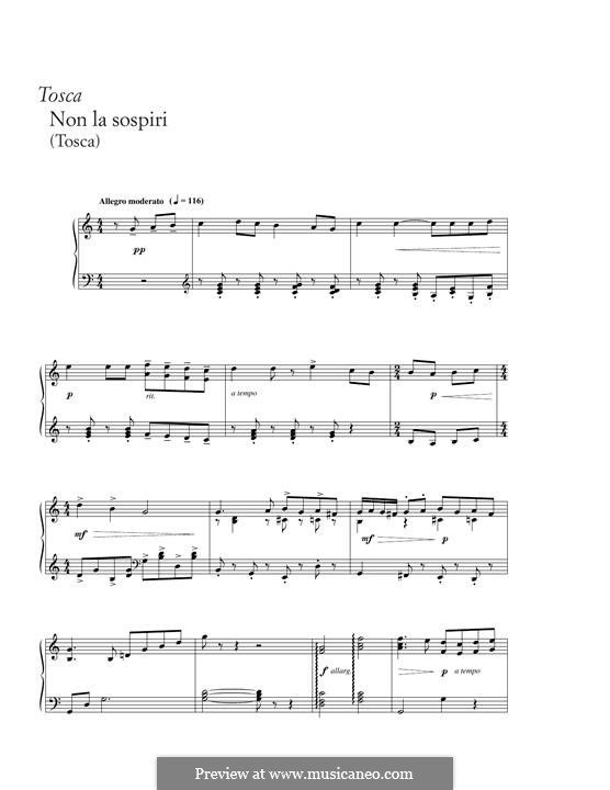Tosca: Non la sospiri la nostra casetta, for piano by Giacomo Puccini