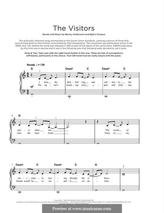 The Visitors (ABBA): For piano by Benny Andersson, Björn Ulvaeus