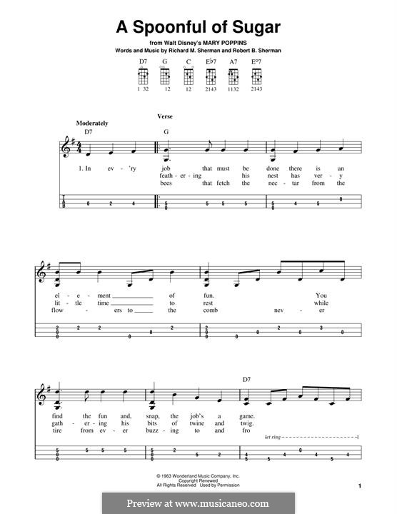A Spoonful of Sugar (from Mary Poppins): For mandolin by Richard M. Sherman, Robert B. Sherman