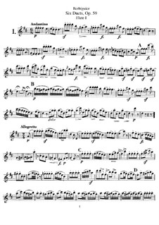 Six Duets for Two Flutes, Op.59: Parts by Benoit Tranquille Berbiguier