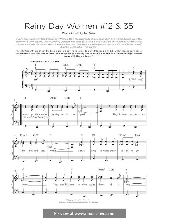 Rainy Day Woman No.12 & 35: For piano by Bob Dylan