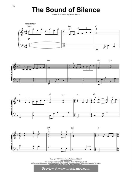 The Sound of Silence (Simon & Garfunkel): For harp by Paul Simon