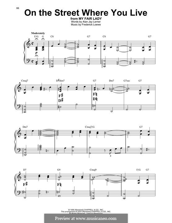 On the Street Where You Live (from My Fair Lady): For harp by Frederick Loewe