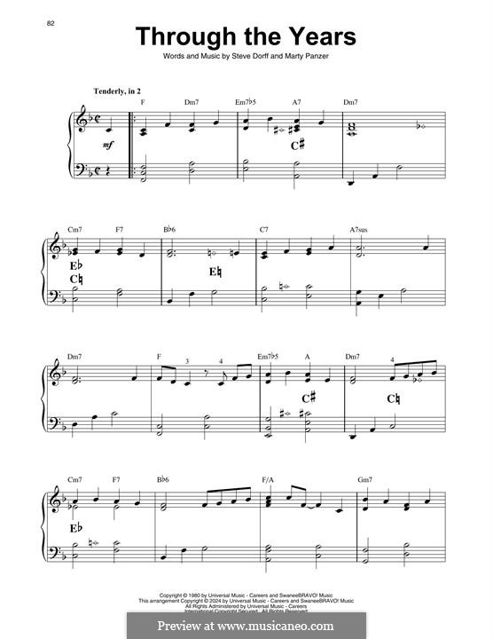 Through the Years (Kenny Rogers): For harp by Marty Panzer, Stephen H. Dorff