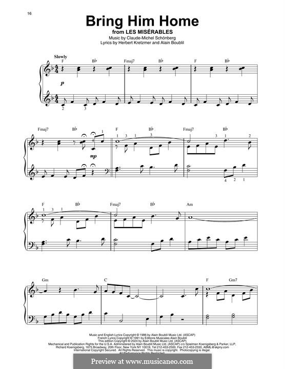 Bring Him Home: For harp by Claude-Michel Schönberg