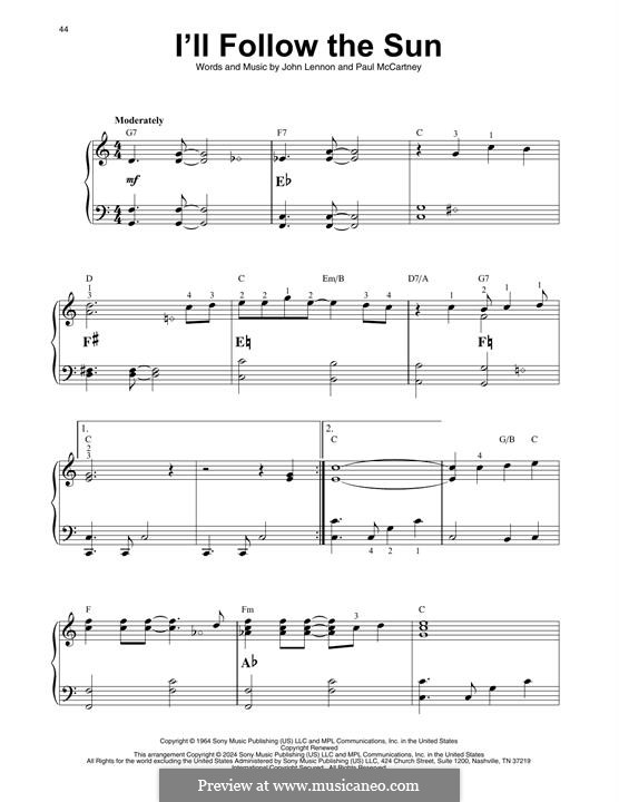 I'll Follow the Sun (The Beatles): For harp by John Lennon, Paul McCartney