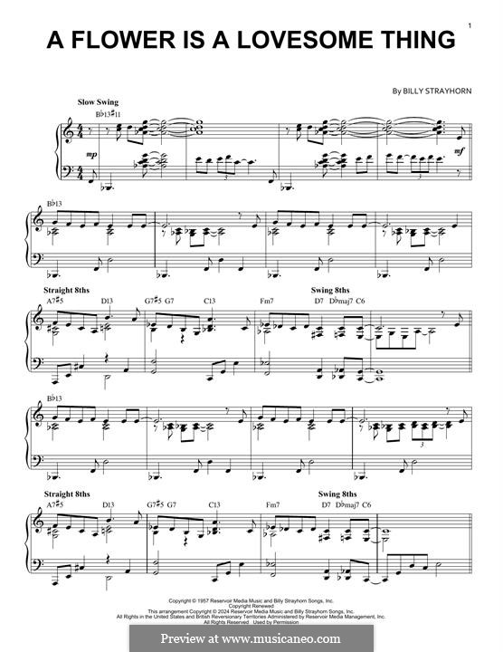 A Flower is a Lovesome Thing: For piano by Billy Strayhorn