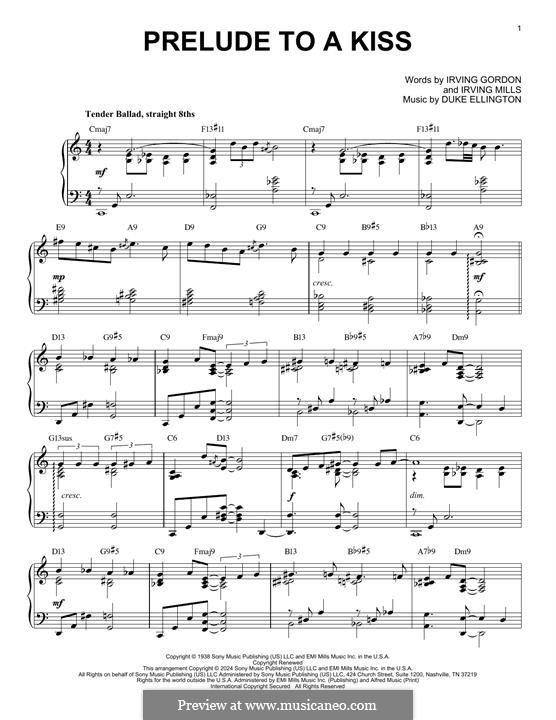 Prelude to a Kiss: For piano by Duke Ellington