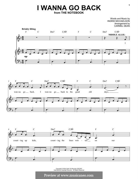 I Wanna Go Back (from The Notebook): I Wanna Go Back (from The Notebook) by Ingrid Michaelson