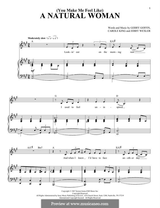 (You Make Me Feel Like) A Natural Woman (Aretha Franklin): For voice and piano by Carole King, Gerry Goffin, Jerry Wexler