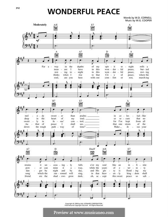 Wonderful Peace: For voice and piano (or guitar) by W.G. Cooper