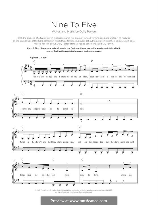 Nine to Five: For piano by Dolly Parton