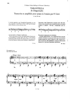 Transcription on Tarantella by Dargomyzhsky, S.483: Transcription on Tarantella by Dargomyzhsky by Franz Liszt