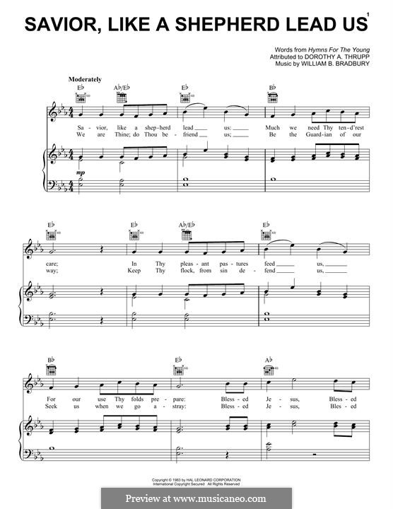 Savior, Like a Shepherd Lead Us: For voice and piano (or guitar) by William Batchelder Bradbury