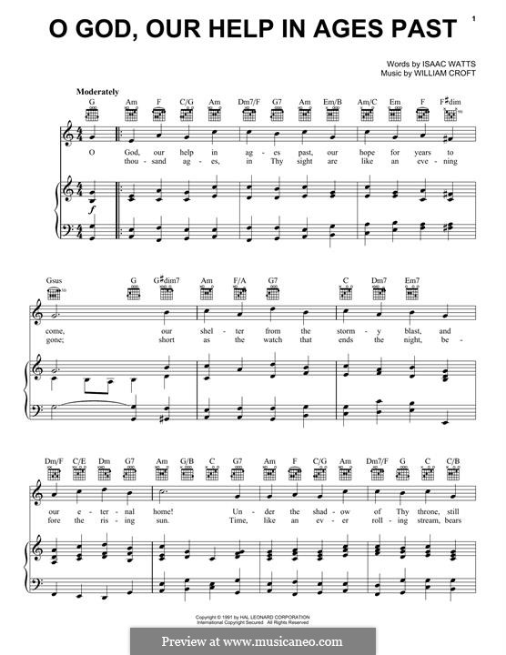 O God, Our Help in Ages Past: For voice and piano (or guitar) by William Croft