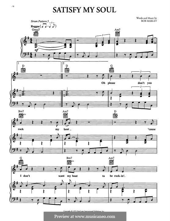 Satisfy My Soul: For voice and piano (or guitar) by Bob Marley
