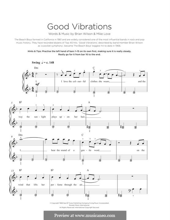 Good Vibrations (The Beach Boys): For piano by Brian Wilson, Mike Love