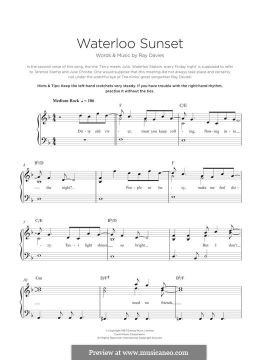 Waterloo Sunset: For piano by Ray Davies