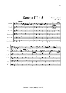 Six Sonatas for Strings and Basso Continuo, Op.2: Sonata No.3 by Tomaso Albinoni