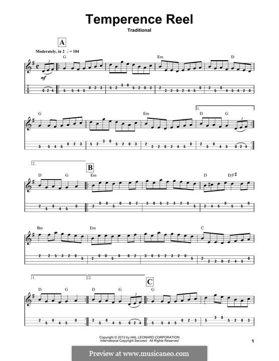 Temperence Reel: For mandolin by folklore