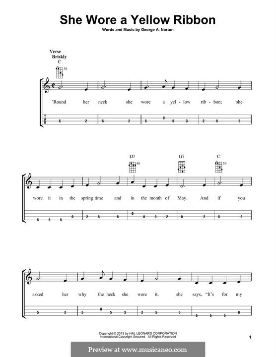 She Wore a Yellow Ribbon: For mandolin by George A. Norton