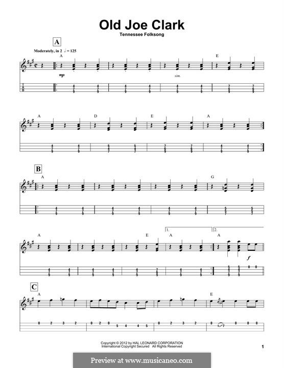 Old Joe Clark: For mandolin by folklore