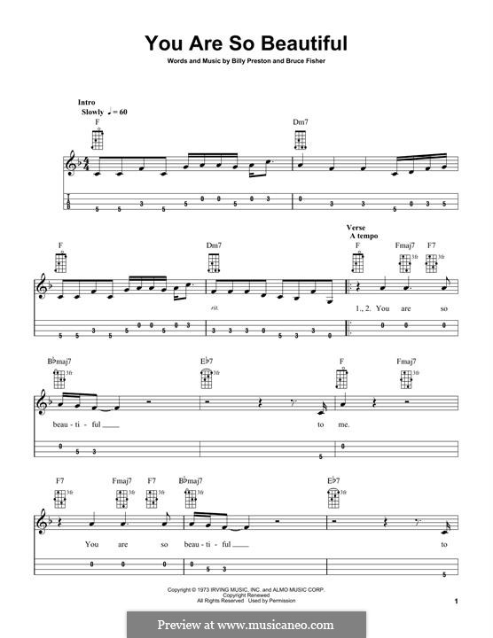 You Are So Beautiful (Joe Cocker): For mandolin by Billy Preston, Bruce Fisher