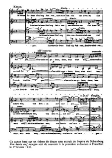 Canon on Theme from 'From Today to Tomorrow' by Schoenberg: Canon on Theme from 'From Today to Tomorrow' by Schoenberg by Alban Berg