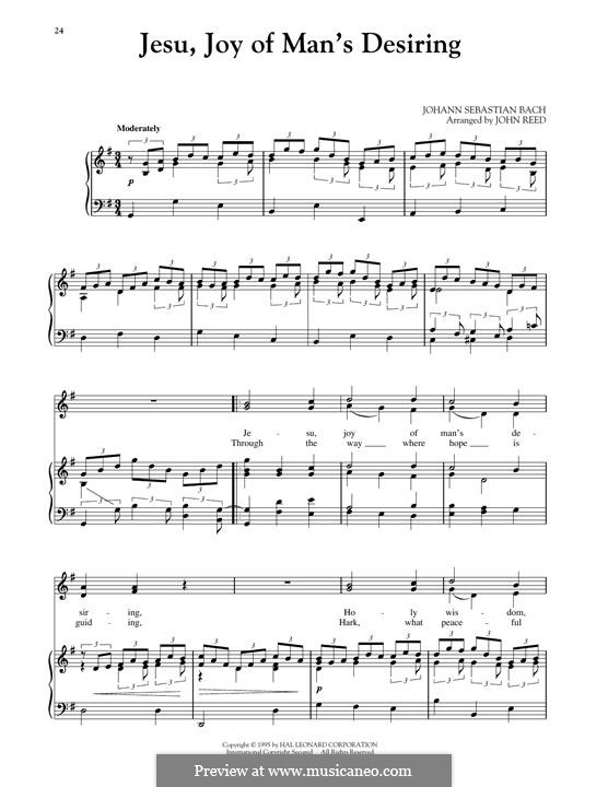 Jesu, Joy of Man's Desiring (Printable Scores): High Voice by Johann Sebastian Bach
