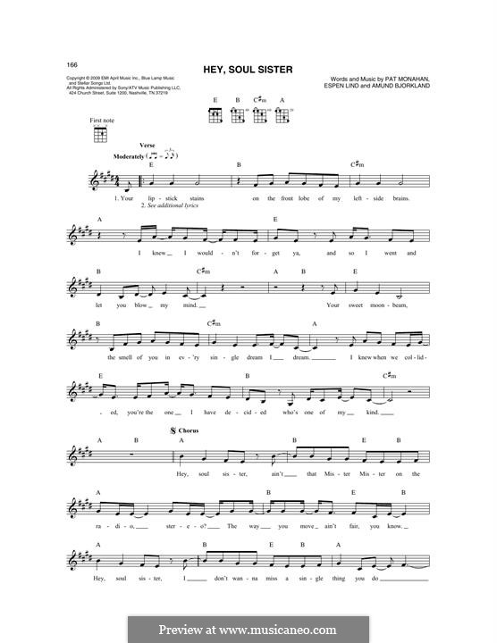 Hey, Soul Sister (Train): For mandolin by Amund Bjorklund, Espen Lind, Patrick Monahan